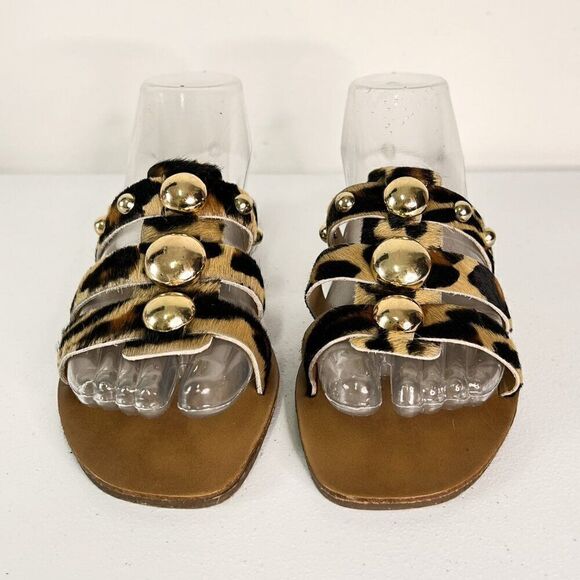 Vince Camuto Hethem Leopard Print Studded Slide Sandal - Picture 2 of 5